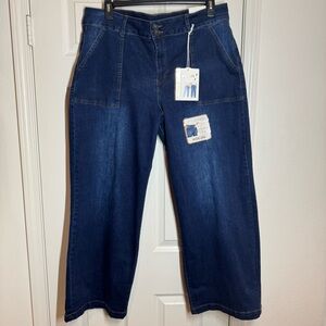 Wide-Leg Blue Jeans size 22 W Retro Utility Pockets by 9th & Main